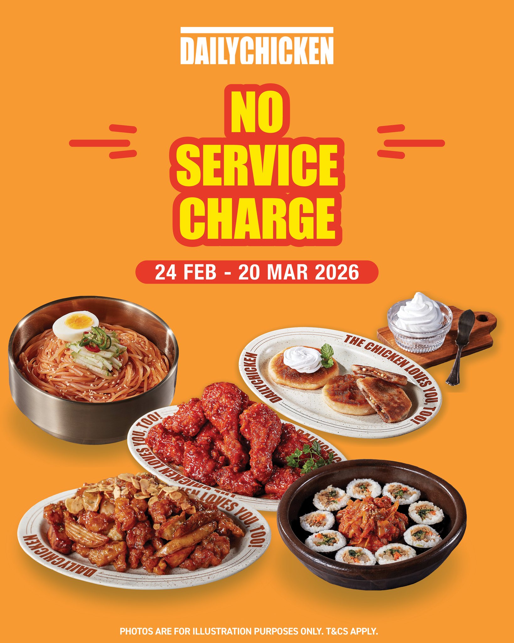 Celebrate the Ramadan season with 0% service charge - just good food and good vibes. 💛 T&Cs apply.
#DailyChickenSG #LoveAtFirstBite #TheChickenLovesYouToo #MoreChickenMoreCrunch