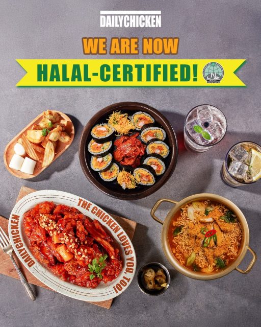 It’s official! We are now 𝗵𝗮𝗹𝗮𝗹 𝗰𝗲𝗿𝘁𝗶𝗳𝗶𝗲𝗱 at both outlets! 

Made with fresh chicken, our crispy fried chicken is now ready for everyone to enjoy. Drop by Bugis Junction (#B1-06) or Waterway Point (#01-66) for comforting bowls of Hangang Ramyeon, Daily Gimbap, Budae Tteokbokki and more Korean favourites! Tag your makan kakis and we can’t wait to serve you soon 🥰

#DailyChickenSG #LoveAtFirstBite #TheChickenLovesYouToo #MoreChickenMoreCrunch