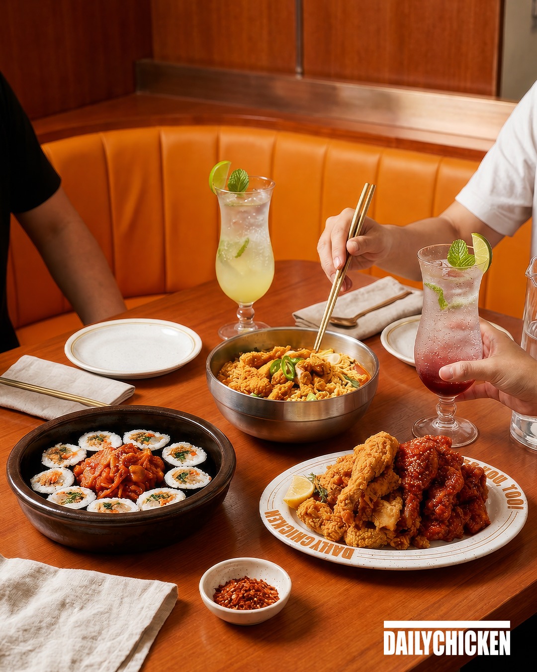 Three dishes. Three completely different reasons to come back. 

Hangang Ramyeon: Bold, warming, Seoul in a bowl
Daily Gimbap: Fresh, balanced, the one you'll crave
Half & Half Whole Chicken: The reason everyone talks about us

#DailyChickenSG #LoveAtFirstBite #TheChickenLovesYouToo #MoreChickenMoreCrunch