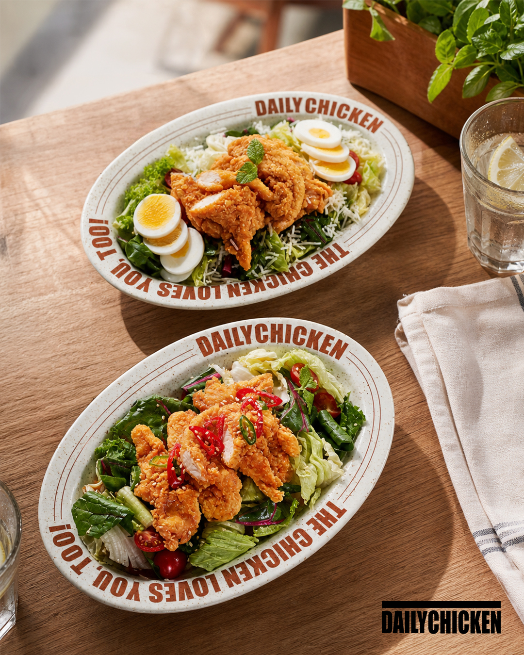 Green light to good food! Our K-Style Salad (Sweet and Sour Dressing) and Green Light Salad (Tartar Sauce and Grated Parmesan Dressing) are the perfect go-to for the lighter taste buds.
Which one are you trying first?
#DailyChickenSG #LoveAtFirstBite #TheChickenLovesYouToo #MoreChickenMoreCrunch